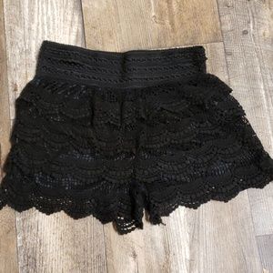 Black lace shorts